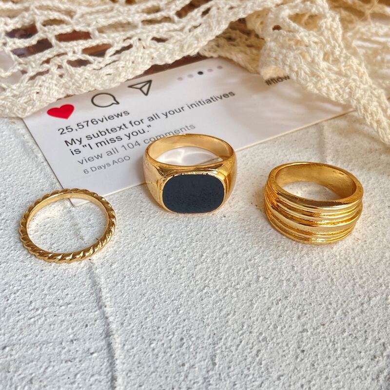 

3pcs Geo Decor Ring, Gold