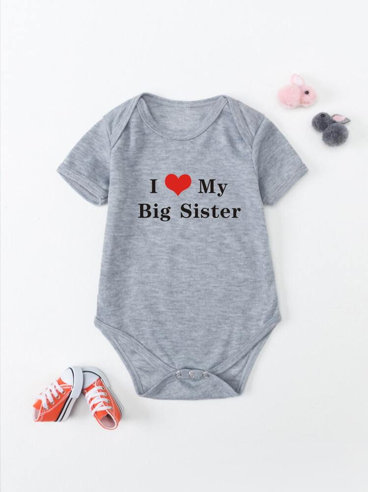 Bodysuits Em bé Tim Slogan - Xám - Xem 1