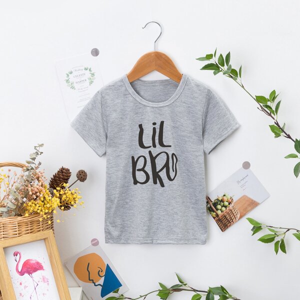 

Toddler Boys Letter Graphic Tee, Grey