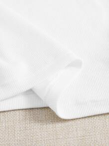 Muchica 標語圖案短款背心 - 白色 - 查看 2