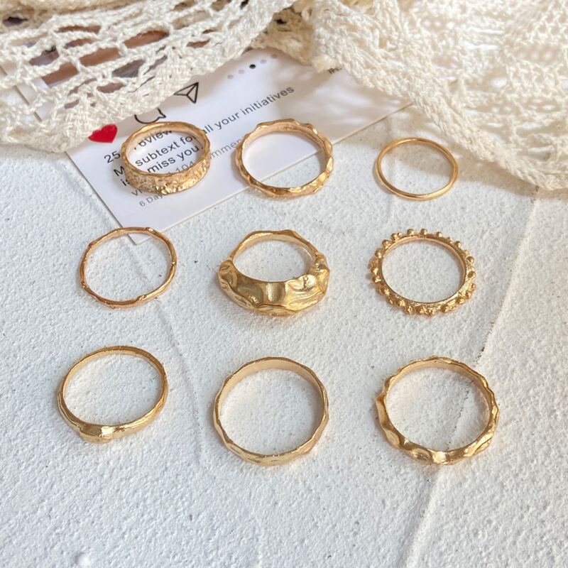 

9pcs Minimalist Ring, Gold