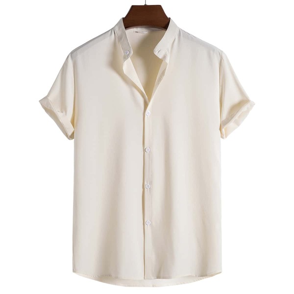 

Men Solid Button Through Shirt, Apricot