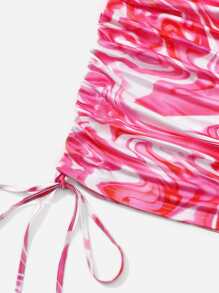 SHEIN ICON Vestido de tirantes con estampado de mármol bajo con cordón - Rosa - Ver 5