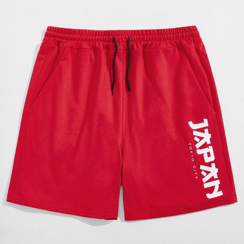 

Guys Letter Graphic Shorts, Red
