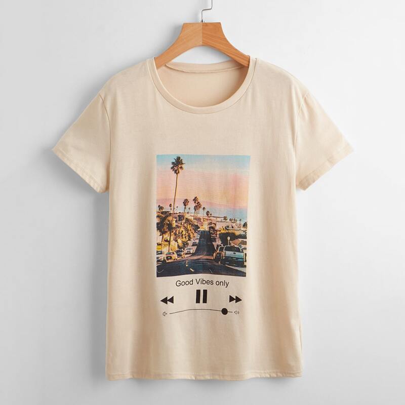 

Letter Scenery Graphic Tee, Apricot