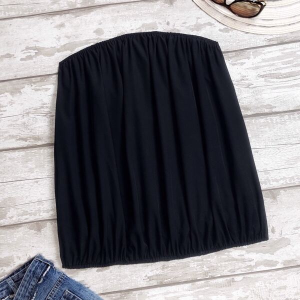

Plus Solid Tube Top, Black