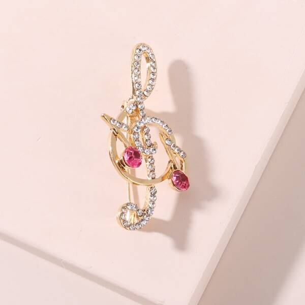 

Rhinestone Music Note Decor Brooch, Gold