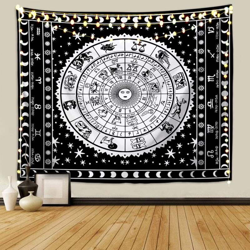 

Constellation Pattern Tapestry, Black and white