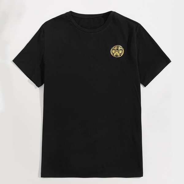 

Men Tiger Print Tee, Black
