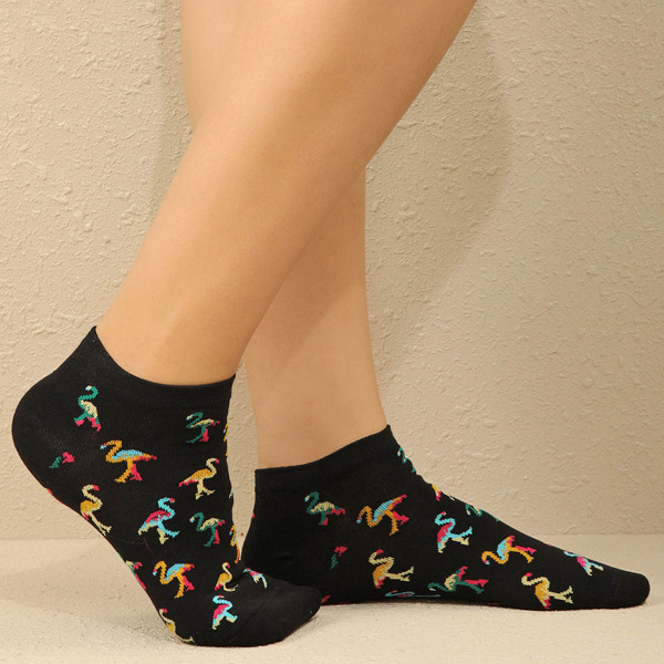 

Cartoon Graphic Ankle Socks, Black