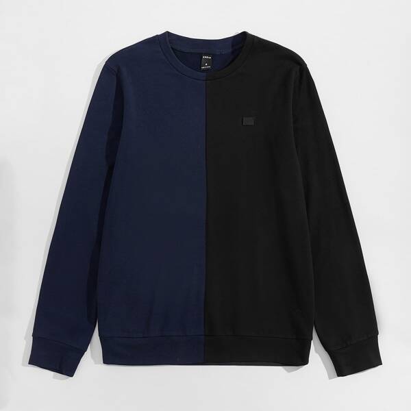 

Men Color Block Patch Detail Sweatshirt, Multicolor