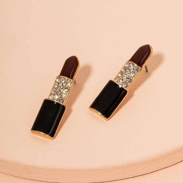 

Rhinestone Lipstick Stud Earrings, Multicolor