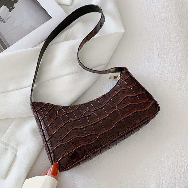 

Croc Embossed Shoulder Bag, Brown