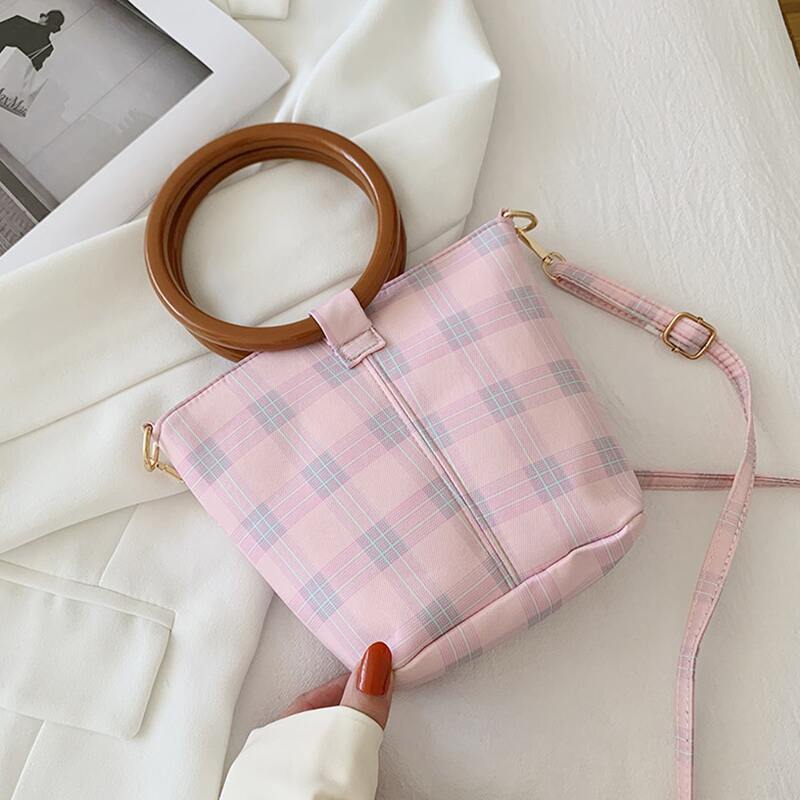 

Ring Handle Satchel Bag, Pink