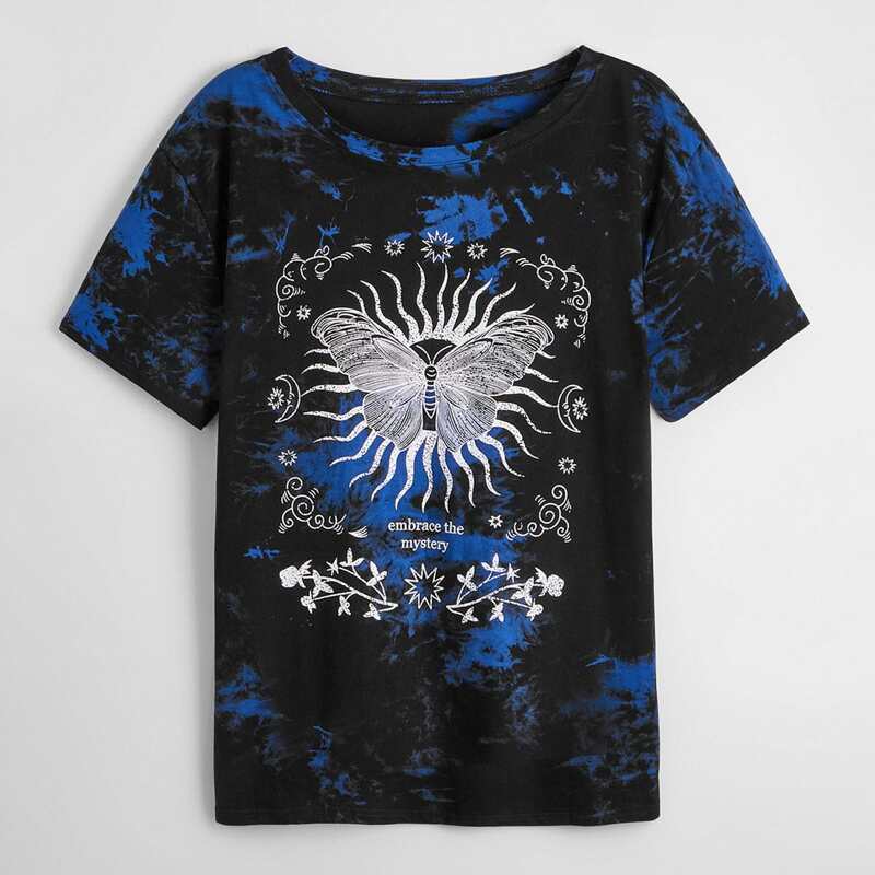 

Butterfly Graphic Tie Dye Tee, Multicolor