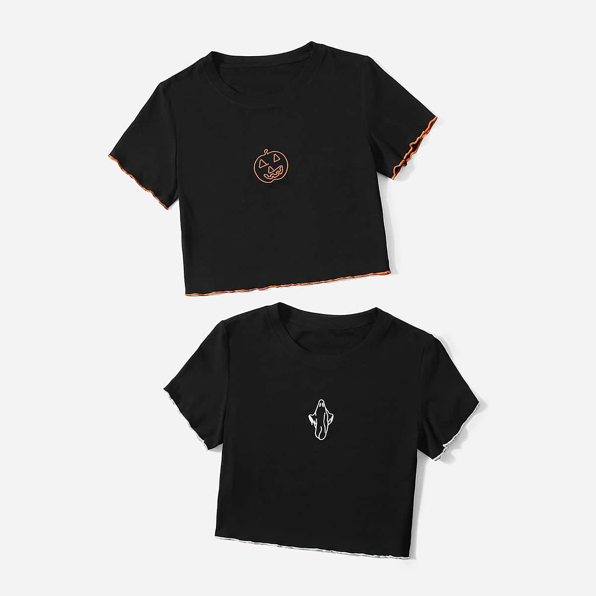 

2 Pack Stitching Trim Tee, Black
