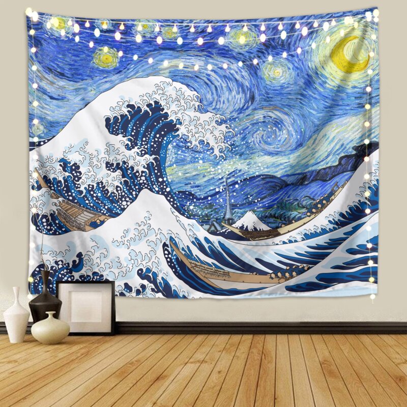 

Waves Pattern Tapestry, Multicolor