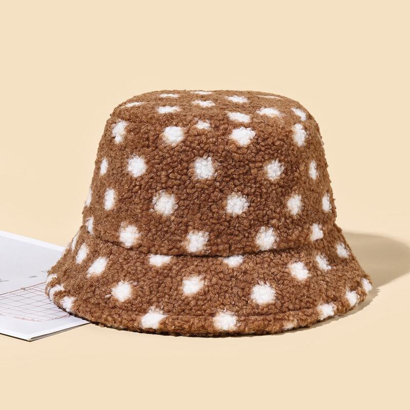 

Polka Dot Fluffy Bucket Hat, Multicolor