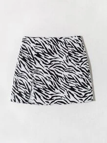 SHEIN Unity Faldas Cremallera Estampado de Cebra Casual - Blanco y Negro - Ver 3