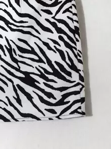 SHEIN Unity Faldas Cremallera Estampado de Cebra Casual - Blanco y Negro - Ver 5