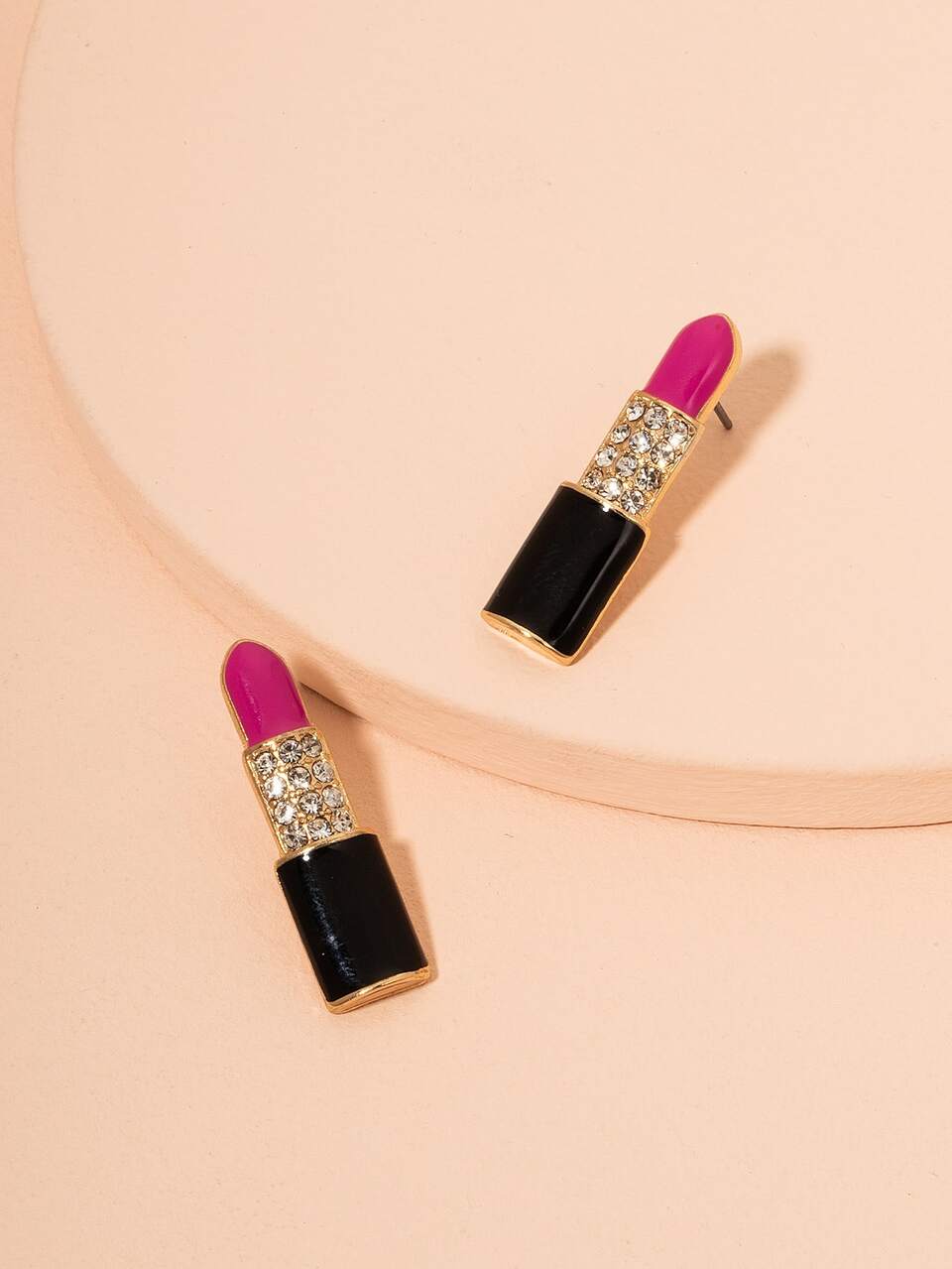 Rhinestone Lipstick Stud Earrings