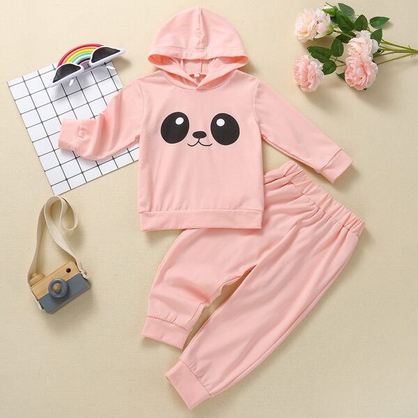 

Baby Cartoon Graphic Hoodie & Sweatpants, Baby pink