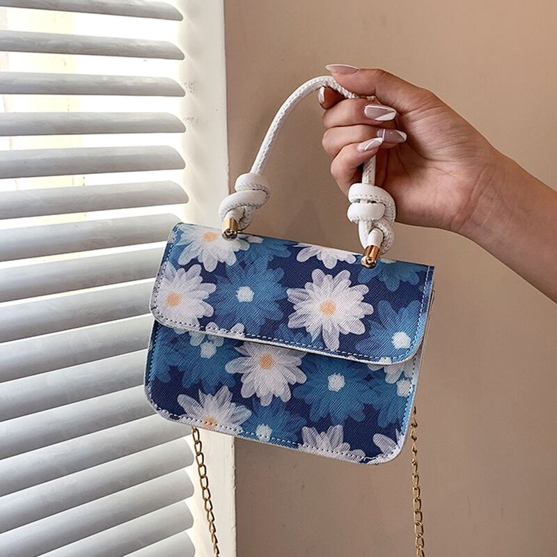 

Floral Graphic Satchel Bag, Blue