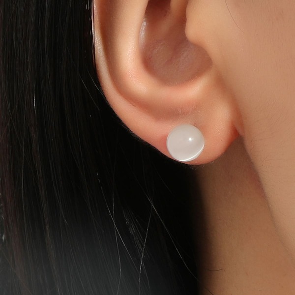 

Round Decor Stud Earrings, White