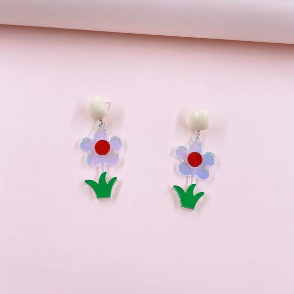 

Flower Drop Earrings, Multicolor