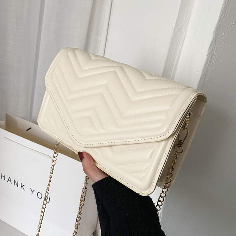 

Chevron Flap Crossbody Bag, Beige