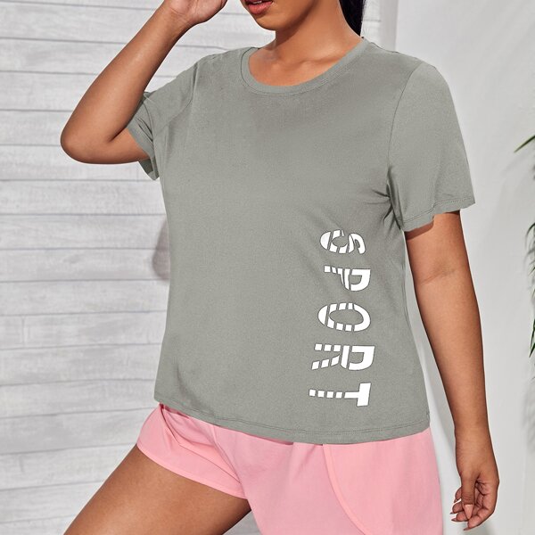 

Plus Letter Graphic Sports Tee, Light grey