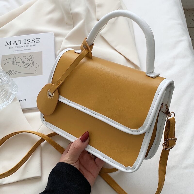 

Colorblock Satchel Bag, Yellow