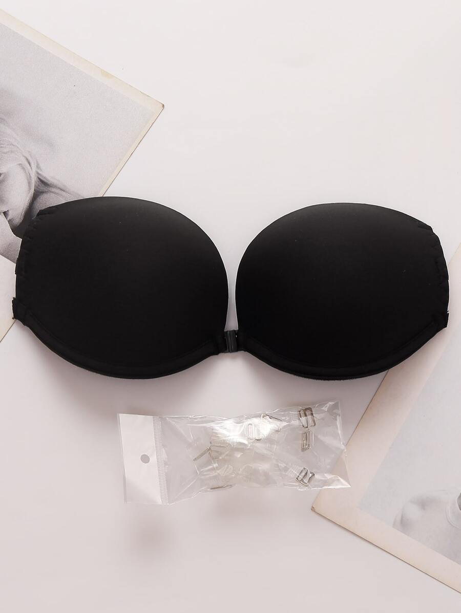 حمالة صدر داخلية بحزام شفاف - الأسود - مشاهدة 1