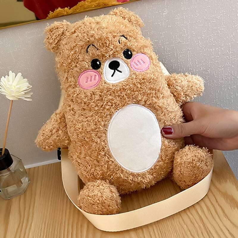 

Cartoon Bear Design Crossbody Bag, Brown