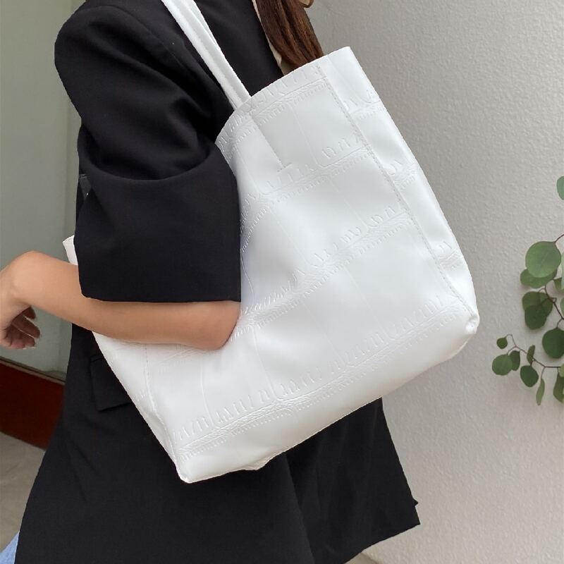 

Textured Tote Bag, White