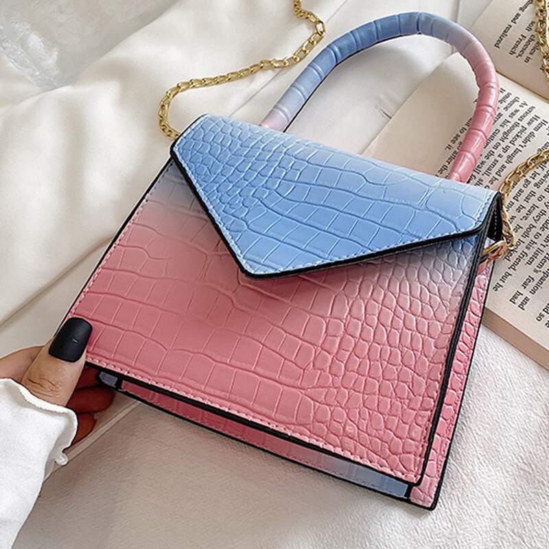 

Croc Embossed Satchel Bag, Multicolor