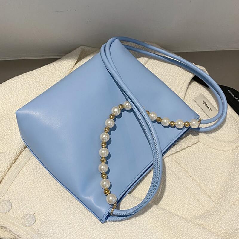 

Faux Pearl Decor Tote Bag, Blue