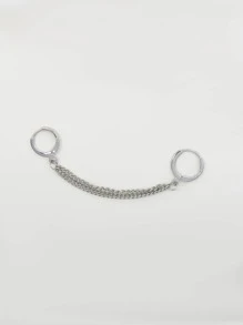 1 pieza Arete con diseño de cadena - Plateado - Ver 2