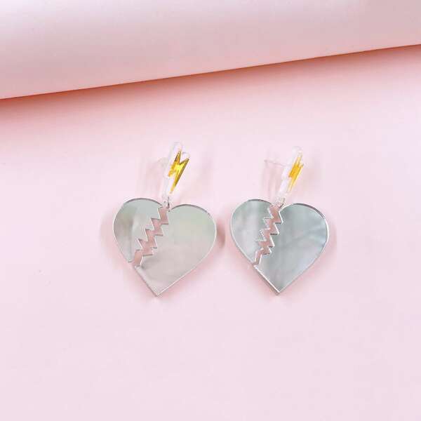 

Heart Design Drop Earrings, Multicolor