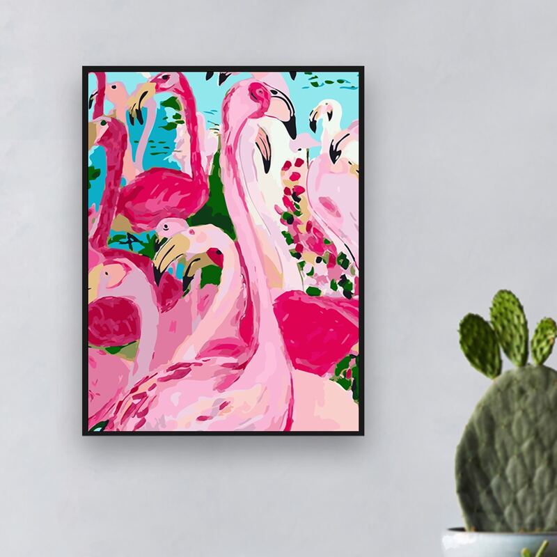 

Flamingo Print DIY Diamond Unframed Painting, Multicolor