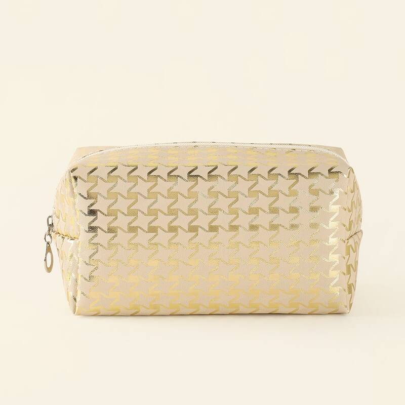 

Star Pattern Square Makeup Bag, Gold