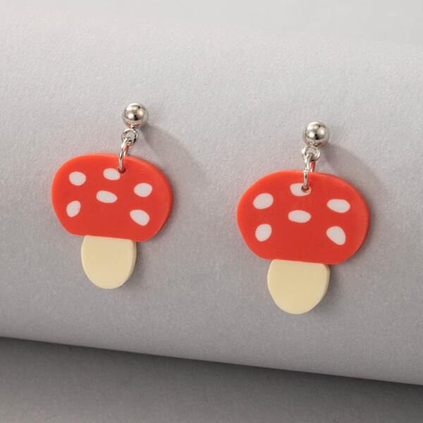 

Mushroom Design Drop Earrings, Multicolor