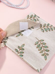 1pc Leaf Pattern Sanitary Napkin Storage Bag, Cartoon Fabric Portable Pocket - Multicolor - View 4
