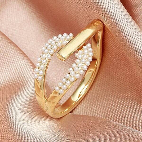 

Faux Pearl Decor Ring, Gold