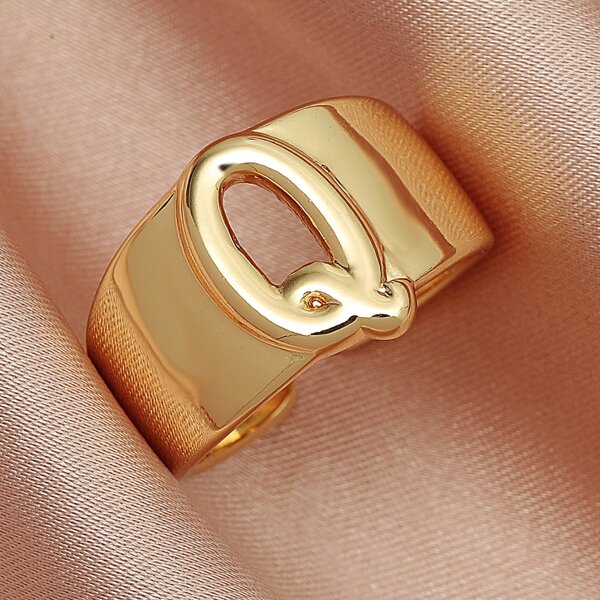 

Letter Design Cuff Ring, Gold