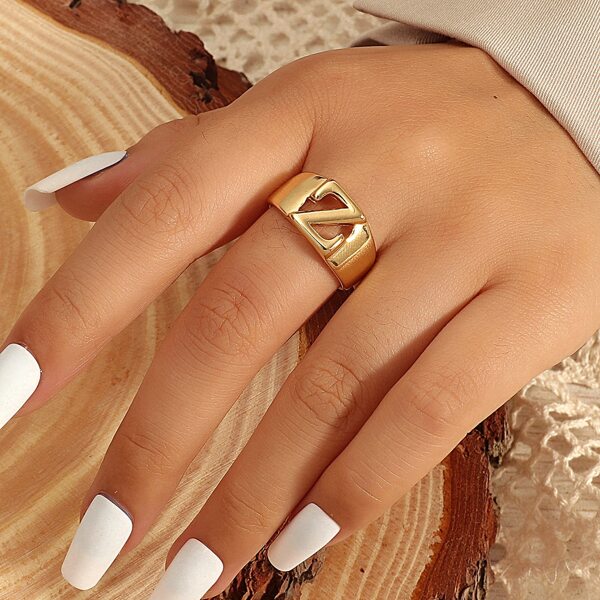 

Letter Decor Cuff Ring, Gold