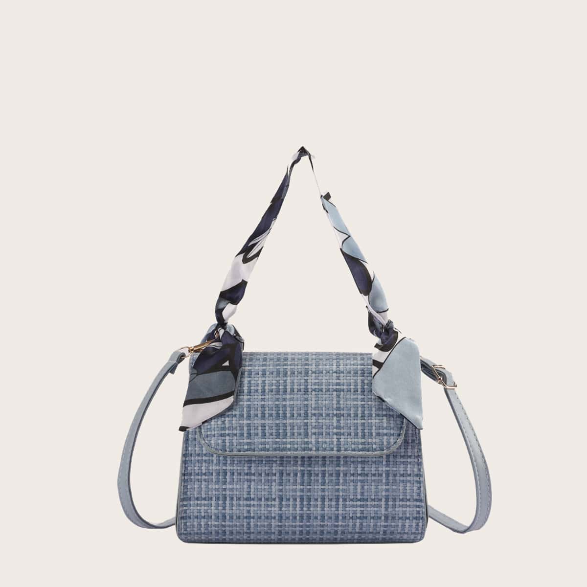 

Twilly Scarf Decor Satchel Bag, Blue