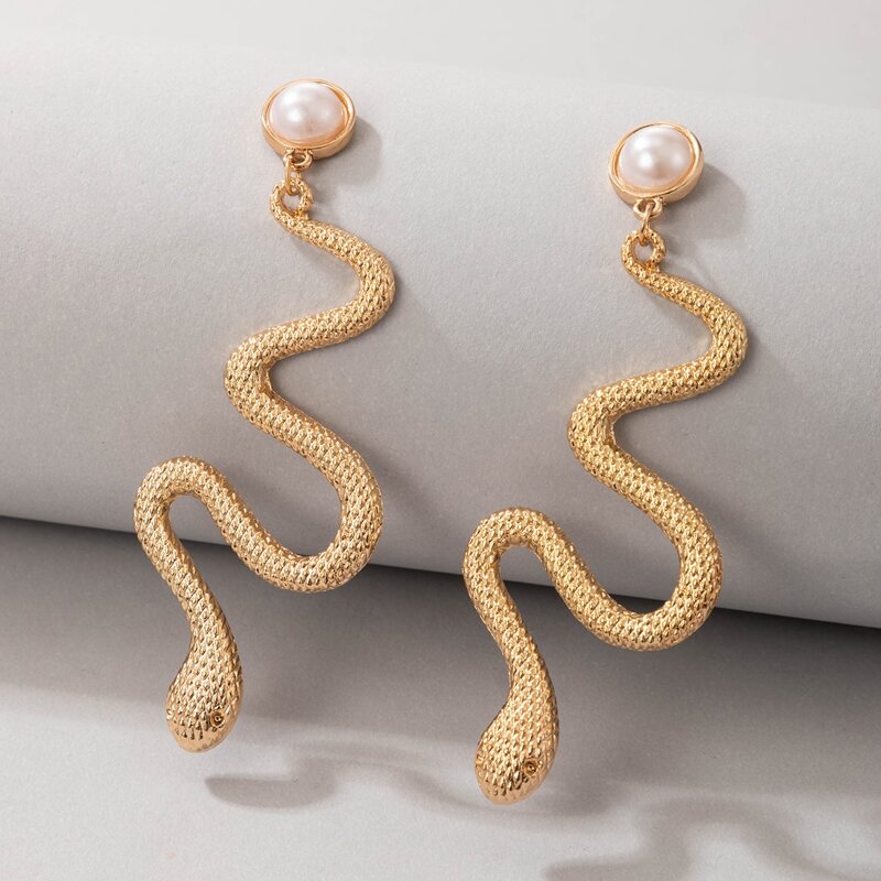 

Snake Decor Earrings, Gold