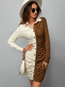 SHEIN Unity Đầm Nút Xù Khối Màu Giải trí - Nhiều màu - Xem 1