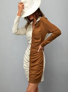 SHEIN Unity Đầm Nút Xù Khối Màu Giải trí - Nhiều màu - Xem 4